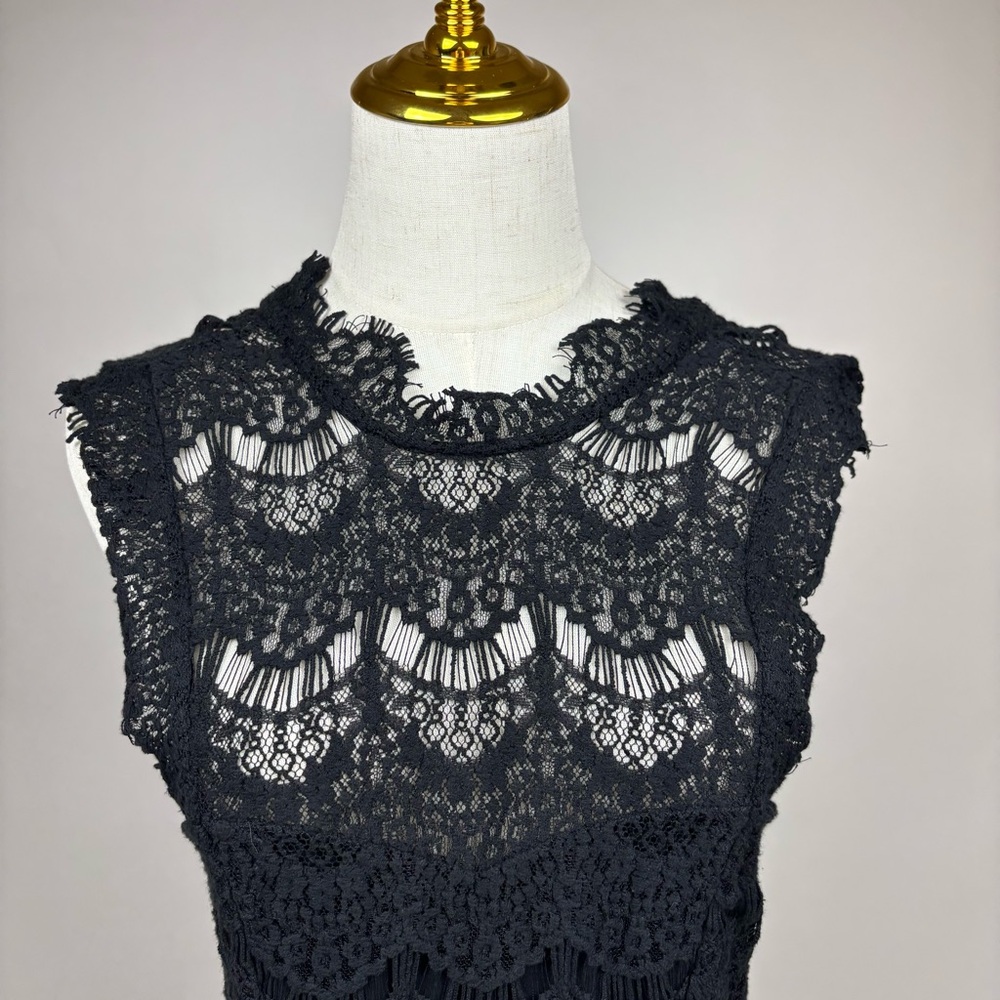 Free People Daydream Lace Slip Dress Mini Open Back Sleeveless Black S - Picture 5 of 12